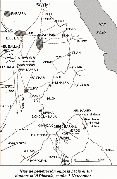 Penetración egipcia al sur durante la VI dinastía