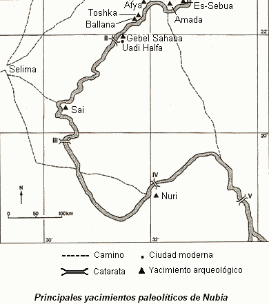 Principales yacimientos paleolticos de Nubia