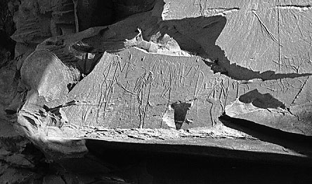 Djebel Tjawty graffito of King Scorpion I (J.C. Darnell - D. Darnell, 1995-96 Annual Report in the Abzu Chicago Oriental Institute page)